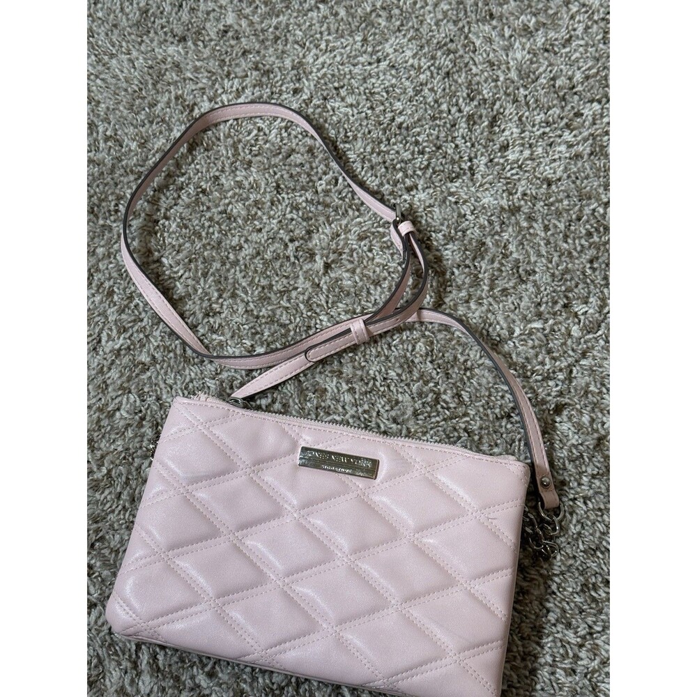 Jones New York Pink Quilted Crossbody Shoulder Bag Faux Leather Diamond Purse